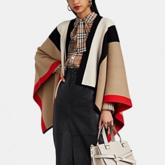 burberry striped wool cashmere cape